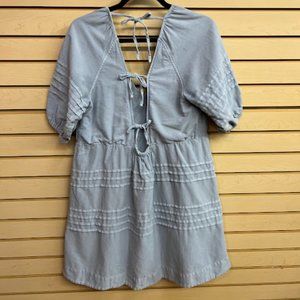 Light blue babydoll dress with open back with ties